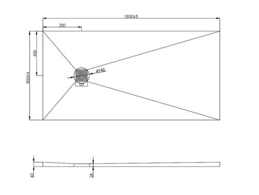 Base De Duche Para Ladrilhar Delos 1600X900X40Mm