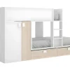 Beliche Com Armário Integrado De 2 X 90 X 190 Cm Cor Branco E Natural + Colchão - Juanito