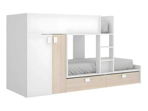 Beliche Com Armário Integrado De 2 X 90 X 190 Cm Cor Branco E Natural - Juanito