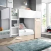 Beliche Com Gaveta Cama Dupla E Com Espacos De Arrumação 3X90X190 Cm Cor Branco E Natural + Colchões - Anthony