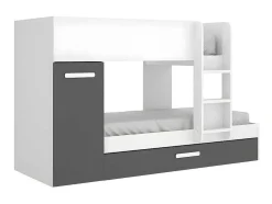 Beliche Com Gaveta Cama Dupla E Com Espacos De Arrumação 3X90X190 Cm Cor Antracite E Branco - Anthony