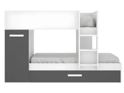 Beliche Com Gaveta Cama Dupla E Com Espacos De Arrumação 3X90X190 Cm Cor Antracite E Branco - Anthony