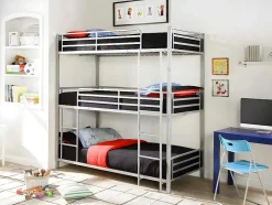 Beliche Triplo De 3 X 90 X 190 Cm Em Metal Cor Prateado - Elouan Iii