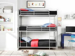 Beliche Triplo De 3 X 90 X 190 Cm Em Metal Cor Prateado - Elouan Iii