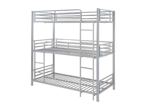 Beliche Triplo De 3 X 90 X 190 Cm Em Metal Cor Prateado - Elouan Iii