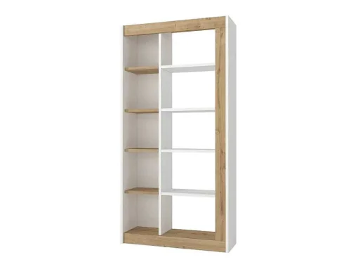 Biblioteca Com 10 Nichos Natural Claro E Branco - Silomai