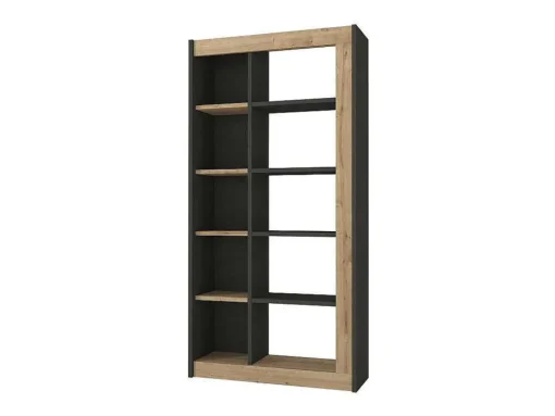 Biblioteca Com 10 Nichos Natural E Antracite - Silomai