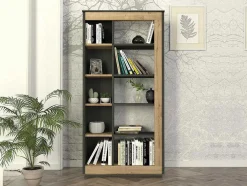 Biblioteca Com 10 Nichos Natural E Antracite - Silomai