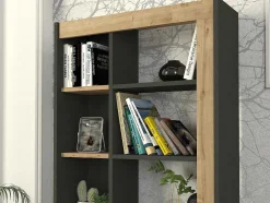 Biblioteca Com 10 Nichos Natural E Antracite - Silomai