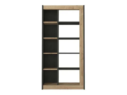 Biblioteca Com 10 Nichos Natural E Antracite - Silomai