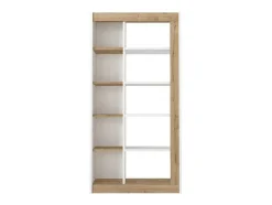 Biblioteca Com 10 Nichos Natural Claro E Branco - Silomai