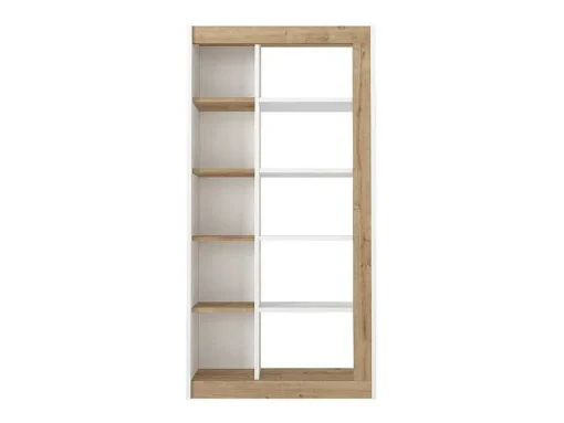 Biblioteca Com 10 Nichos Natural Claro E Branco - Silomai