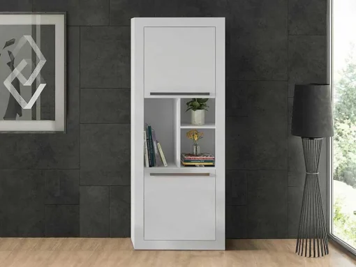 Biblioteca Com 2 Portas E 3 Nichos Cor Branco - Evan