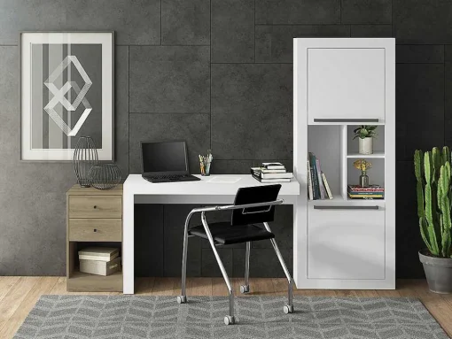 Biblioteca Com 2 Portas E 3 Nichos Cor Branco - Evan