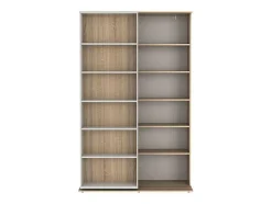 Biblioteca De Correr Com 18 Nichos Cor Branco E Carvalho - Prali