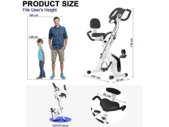 Bicicleta De Exercicio Dobravel 3 Em 1, Bicicleta De Fitness Reclinada Magnetica X-Bike Com Resistencia Ajustavel De 8 Niveis Para Treino De Ginasio Em Casa