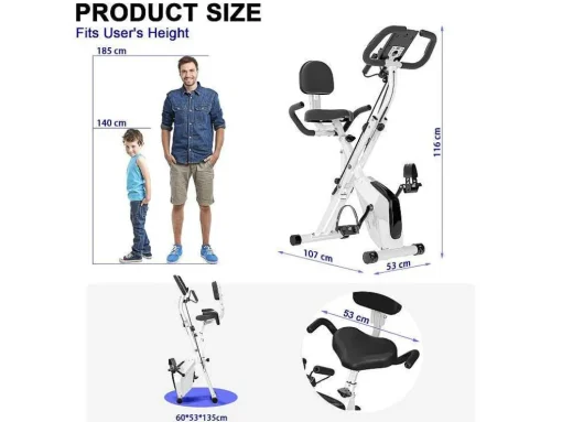 Bicicleta De Exercicio Dobravel 3 Em 1, Bicicleta De Fitness Reclinada Magnetica X-Bike Com Resistencia Ajustavel De 8 Niveis Para Treino De Ginasio Em Casa
