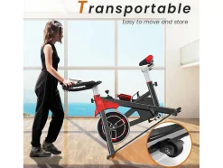 Bicicleta De Spinning Com Assento E Guiador Ajustaveis, Bicicleta De Exercicio Com Resistencia Ajustavel E Ecra Lcd