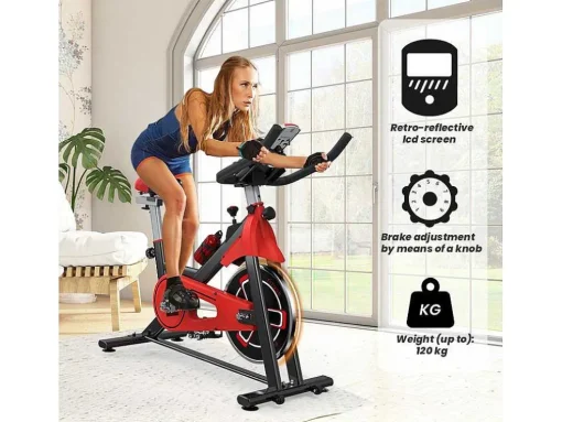 Bicicleta De Spinning Com Assento E Guiador Ajustaveis, Bicicleta De Exercicio Com Resistencia Ajustavel E Ecra Lcd