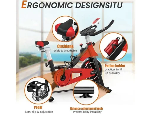 Bicicleta De Spinning Com Assento E Guiador Ajustaveis, Bicicleta De Exercicio Com Resistencia Ajustavel E Ecra Lcd