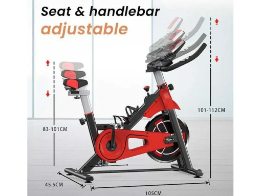 Bicicleta De Spinning Com Assento E Guiador Ajustaveis, Bicicleta De Exercicio Com Resistencia Ajustavel E Ecra Lcd
