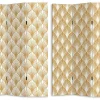 Biombo Impresso 3 Paineis Art Deco Luxor - Mdf - A. 180 X C.120 Cm - Dourado