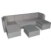 Bonifacio Conjunto De Moveis De Jardim Em Resina Tecida Cinzenta 6 Lugares - Almofada Cinzenta