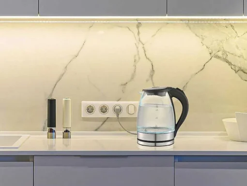 Bouilloire Electrique 2200W En Verre Et Inox 1.7 L
