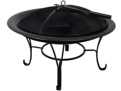 Braseiro De Jardim Redondo Em Aco Mizar - D.75 Cm X A.55 Cm - Preto