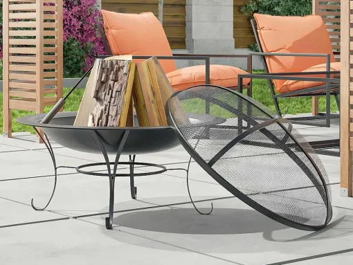 Braseiro De Jardim Redondo Em Aco Mizar - D.75 Cm X A.55 Cm - Preto
