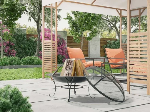 Braseiro De Jardim Redondo Em Aco Mizar - D.75 Cm X A.55 Cm - Preto