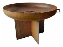 Brasero De Jardin Circulaire En Acier Patine Corten Brun