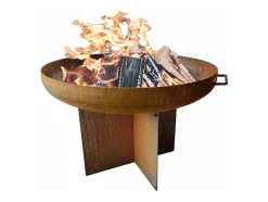 Brasero De Jardin Circulaire En Acier Patine Corten Brun
