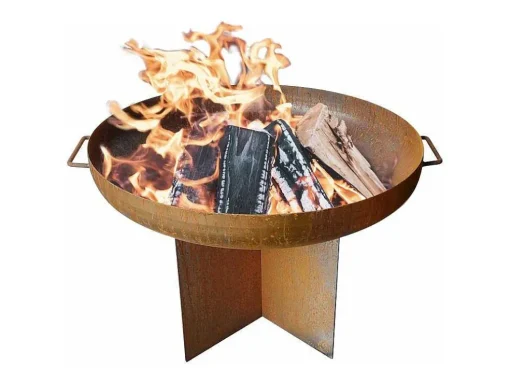 Brasero De Jardin Circulaire En Acier Patine Corten Brun