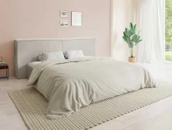 Cabeceira De Cama 220 Cm Veludo Canelado Bege - Timano De Pascal Morabito