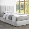 Cabeceira De Cama Com Espaco De Arrumação 180 Cm Tecido Cinza-Claro E Natural - Siveri