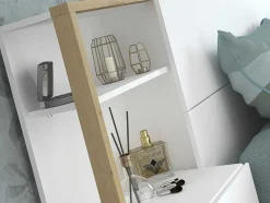 Cabeceira De Cama Com Mesas De Cabeceira De 160 Cm Cor Branco E Carvalho - Mista