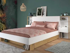 Cabeceira De Cama Com Mesas De Cabeceira De 160 Cm Cor Branco E Carvalho - Mista