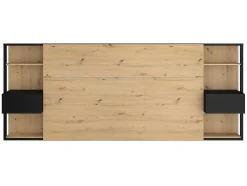 Cabeceira De Cama Com Mesas De Cabeceira De 160 Cm Cor Carvalho E Preto - Mista