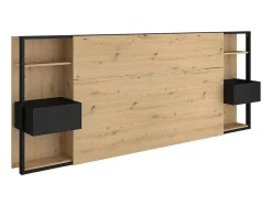 Cabeceira De Cama Com Mesas De Cabeceira De 160 Cm Cor Carvalho E Preto - Mista