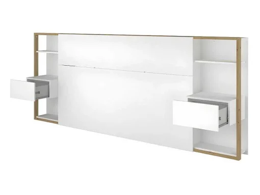 Cabeceira De Cama Com Mesas De Cabeceira De 160 Cm Cor Branco E Carvalho - Mista