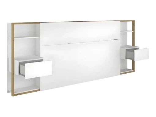 Cabeceira De Cama Com Mesas De Cabeceira De 160 Cm Cor Branco E Carvalho - Mista