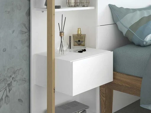 Cabeceira De Cama Com Mesas De Cabeceira De 160 Cm Cor Branco E Carvalho - Mista