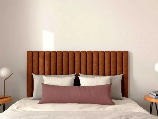 Cabeceira De Cama Costuras Verticais 150 Cm Tecido Terracota - Sarah