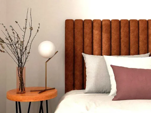 Cabeceira De Cama Costuras Verticais 150 Cm Tecido Terracota - Sarah