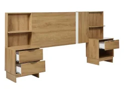 Cabeceira De Cama Extensivel Com Mesas De Cabeceira 140/160 Cm Cor Natural - Novoli