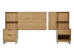 Cabeceira De Cama Extensivel Com Mesas De Cabeceira 140/160 Cm Cor Natural - Novoli
