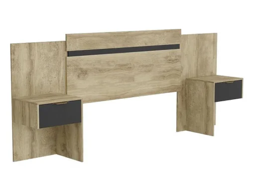 Cabeceira De Cama Extensivel Com Mesas De Cabeceira 140/160 Cm Cor Natural E Preto - Parati