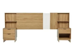 Cabeceira De Cama Extensivel Com Mesas De Cabeceira 140/160 Cm Cor Natural - Novoli