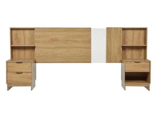 Cabeceira De Cama Extensivel Com Mesas De Cabeceira 140/160 Cm Cor Natural - Novoli